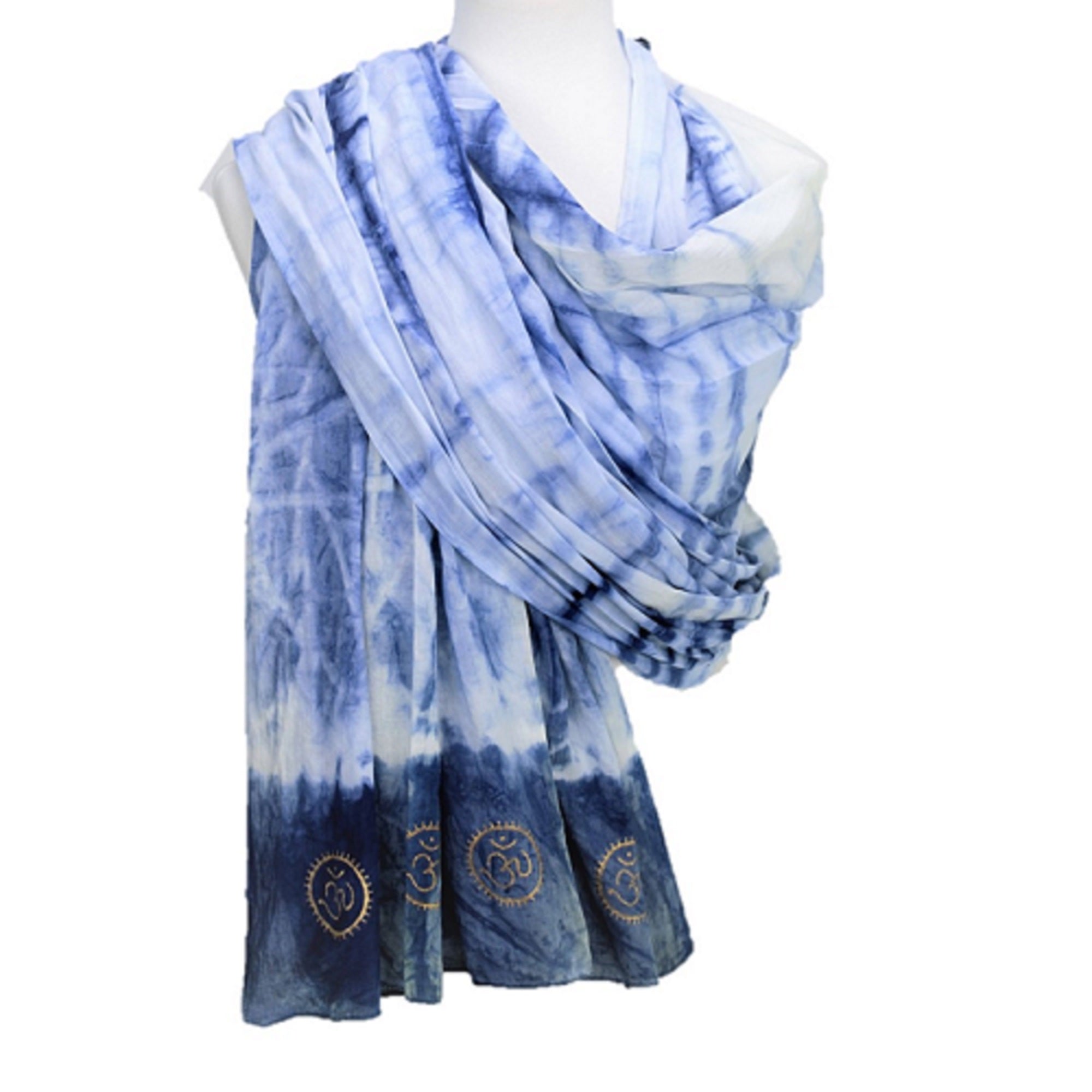 Eternity Indigo Cotton Scarf With Golden OM Symbol