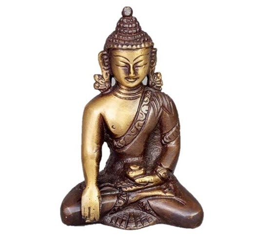 Sitting  Buddha in Meditation Pose two-tone color in Brass