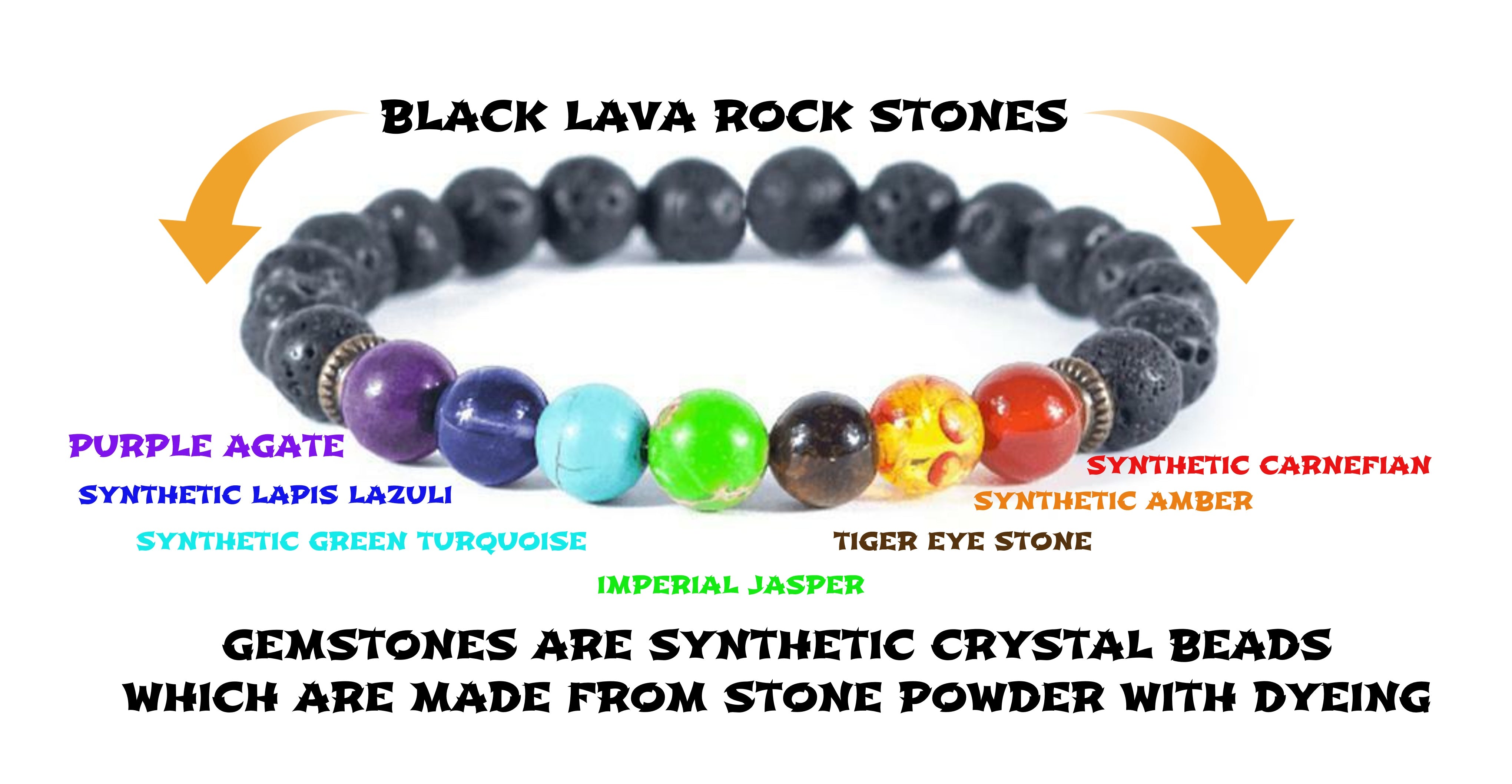 7 Chakra Healing Beaded Bracelet Natural Lava Stone